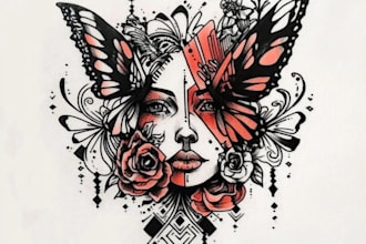 draw a unique flower tattoo design for you