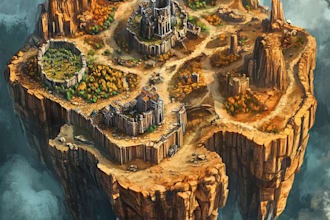 draw a fantasy map illustration