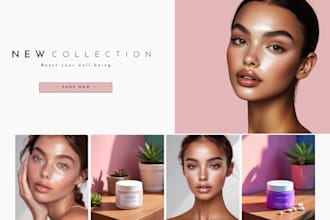 design beauty cosmetics website, skincare shopify store, skincare website