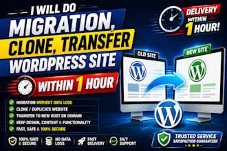 do migration, clone , transfer wordpress site within 1 hour
