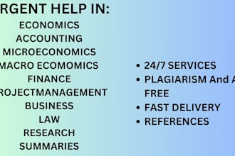 do accounting, finance, economics, project management, business, hrm, law tasks