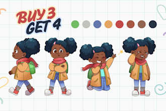 draw children character design and kids logo mascot