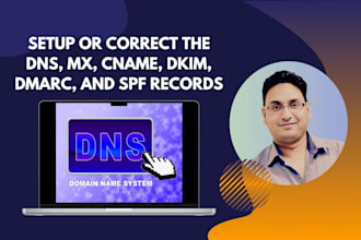 set up or correct the dns, mx, cname, dkim, dmarc, and spf records