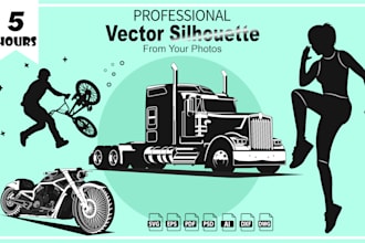 draw any object into stencil vector silhouette illustration