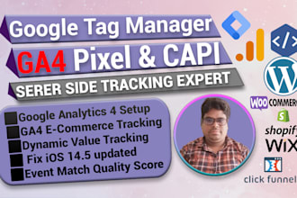 set up and fix meta pixel, conversion API, and ga4 with taggers via GTM