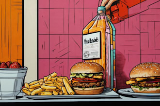 drawing original food pop art for you