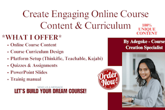 create online course content, curriculum, and websites, online course creation