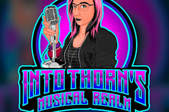 draw cartoon podcast logo, cover, cartoon character, caricature, mascot, avatar