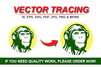do vector tracing logo, vectorize image, raster to vector ai