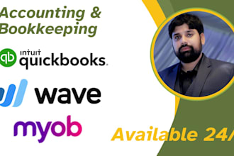 do accounting and bookkeeping in quickbooks online, xero, wave, myob, zohobooks