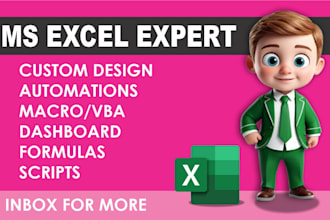 do custom excel spreadsheet, excel macro, excel template and vba