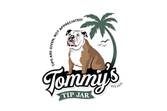 make bull dog palm tree beach bar logo