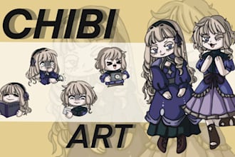 draw chibi anime art and character design for your persona, profile