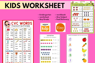 design fun kids coloring books, activity books, and kindergarten worksheets