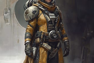 draw a sci fi character illustration or sci fi art
