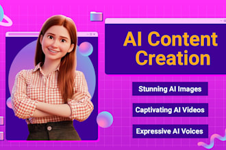 create ai generated images, characters, designs, videos, voiceovers, audio