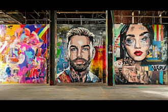 draw graffiti designs murals and wall art or skateboards