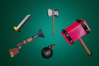 make lowpoly 3d game object and weapon