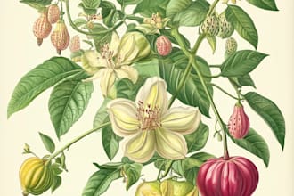 hand draw botanical illustration line art of plants, flowers