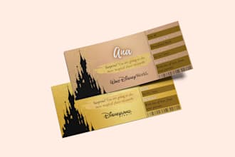 provide a printable and editable disneyland surprise ticket template