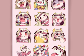 custom cute chibi twitch emotes for your stream