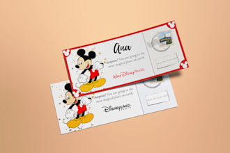 provide a printable and editable disneyland surprise ticket template