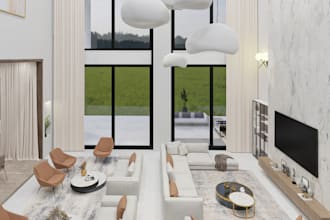 remodel 3d residential apartment,livingroom,wet kitchen,bathroom, sink rendering