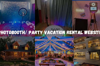 design party rental website, 360 photo booth website, vacation rental website