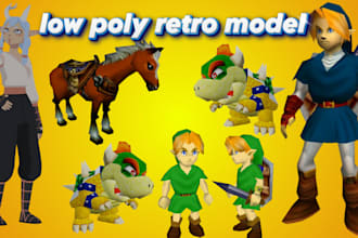 do 3d n64 or ps1 low poly retro model, 3d vtuber avatar for your game