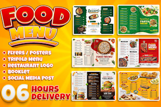 design modern restaurant menu and food menu , digital menu board, flyer, logo