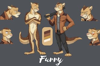 draw your 2d furry vrchart fursona vtuber anthro character