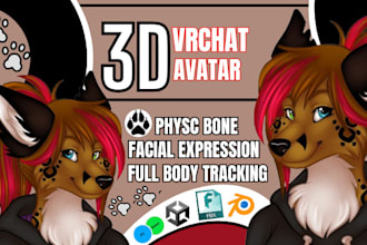 custom furry avatar vr chat avatar 3d vrc character 3d vtuber for vrc game vrm