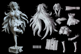 sculpt 3d anime figure action figure toy in stl zbrush blender for 3d printing