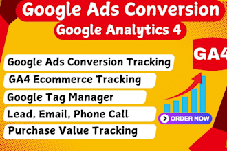 fix or setup google analytics 4, ga4 ecommerce tracking, conversion tracking GTM