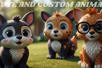 design cute and cartoon animal models for kids games, ar, VR, 3d cartoon model