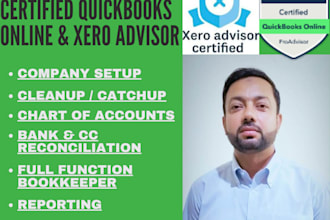 do setup, clean up and bookkeeping in quickbooks online and xero