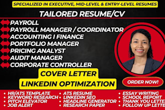 write accounting resume, payroll manager, finance, risk manager, pricing analyst