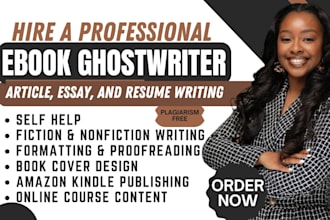 ghostwrite ebook, write article, resume, essay, course content, do amazon kdp