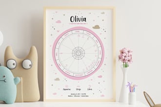 design a beautiful natal chart for babies and children