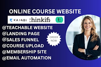 do kajabi online course website, teachable, thinkific sales funnel online course