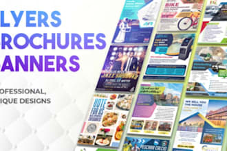 design professional flyers, brochure, banner, trifold, and marketing materials