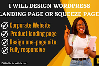 create and design landing page, squeeze page with  elementor