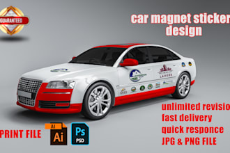 do modern luxury car or van door magnet sign, bumper sticker window vinyl decals