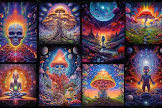 design ai based psychedelic album cover poster