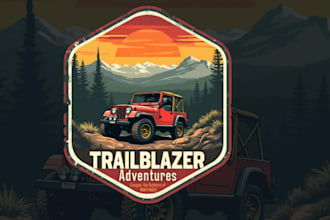 draw vintage badge retro outdoor design for t shirt and logo