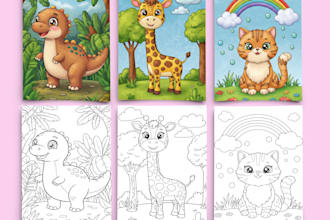 design kids or adults coloring book pages and custom interior for KDP