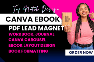 write design editable canva planner, canva carousel, canva infographic cookbook