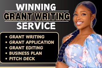 draft grant proposal grant application market research pitch deck business plan