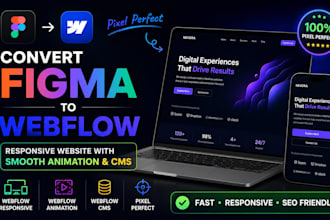 convert figma to webflow responsive website with smooth animation and cms
