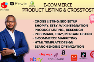 do mercari ebay shopify amazon poshmark depop product listing with SEO, etsy pod